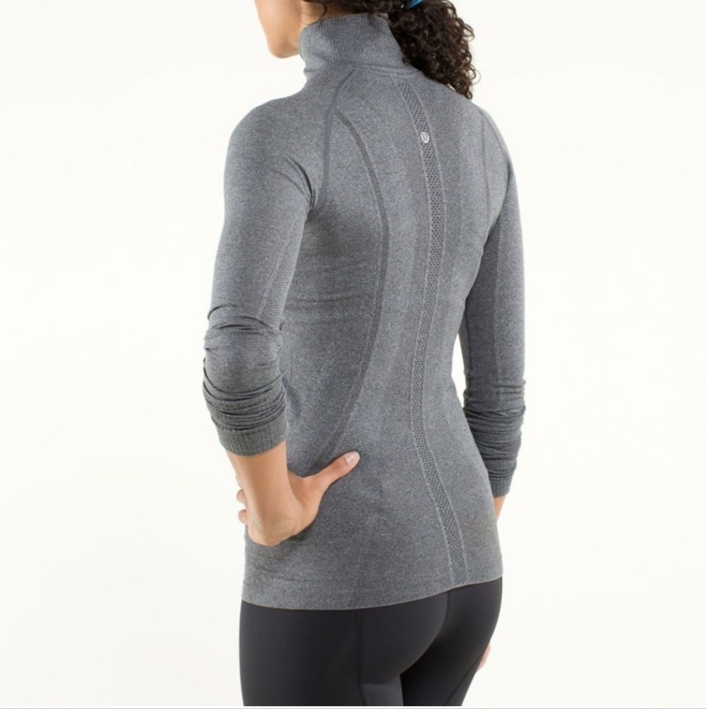 Lululemon Run Swiftly Tech Sz 4 Gray Heathered Quarter-Zip Pullover Top - Picture 2 of 9